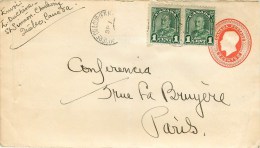 Canada - Entier Postal - Lettre - Two Cents Rouge, Gauffré + Paire De 1 De 1 Cent Vert - Voyagé - Bon état - Scan. - 1903-1954 Kings