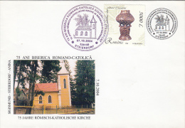 13723- SANINA- STEIERDORF CATHOLIC CHURCH, SPECIAL COVER, 2004, ROMANIA - Cartas & Documentos