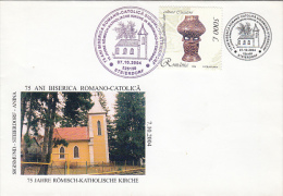 13723- SANINA- STEIERDORF CATHOLIC CHURCH, SPECIAL COVER, 2004, ROMANIA - Lettres & Documents
