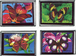 (cl 33 - P42) Turques Et Caiques ** N° 1082 à 1085 - Papillons Sur Fleurs - - Turks E Caicos