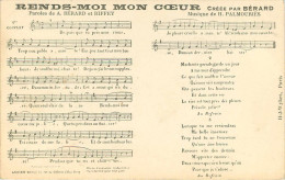 Spectacle - Musique - Partition - Rends Moi Mon Coeur - Paroles De A. Bérard Et Riffey - Musique De H. Palmouriès - Musica E Musicisti