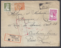 TURQUIE - 1946 -  LETTRE RECOMMANDE DE KUMKAPI A DESTINATION DE COURBEVOIE - FR - - Cartas & Documentos