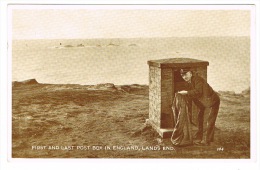 RB 1020 - 1953 Postcard - Postman Emptying Post Box - Land's End Cornwall - Blood Donor Health Slogan - Land's End