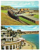 RB 1020 - 2 Postcards - The Spa South Bay - Scalby Mills Hotel & Miniature Railway Scarborough Yorkshire - Scarborough