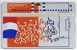 Telefoonkaart.- Nederland. PTT Telecom Is Officieel Sponsor Van De KNVB. Voetbal. Vlag. 25 Gulden. 115 Eenheden. 009D - Públicas