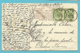 83 Op Kaart Met Stempel ATH Met Naamstempel (Griffe D'origine) VAUDIGNIES - Linear Postmarks