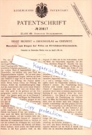 Original Patent - E. Beckert In Erfenschlag Bei Chemnitz , 1882 , !!! - Chemnitz