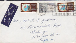 Canada Airmail Par Avion Label VICTORIA (B.C.) 1968 Cover Lettre LONDON England Hydrological Stamp - Luftpost