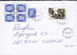 Norway Deluxe BIRKELAND 2000 Cover Brief ODENSE Denmark Old Car Auto & 4-Block Stamps - Lettres & Documents