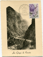 ALGERIE CARTE MAXIMUM DU N°1237 DE FRANCE 45c. GORGES DE KERRATA OBLITERATION 1er JOUR KERRATA 16 JANV. 60 - Cartoline Maximum