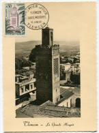 ALGERIE CARTE MAXIMUM DU N°1238 DE FRANCE 50c. MOSQUEE DE TLEMCEN  OBLITERATION 1er JOUR TLEMCEN 16 JANV. 60 - Tarjetas – Máxima