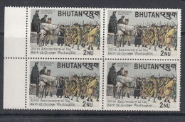 BHUTAN, 1982, George Washington,, Ex-President, !v,Block Of 4, Scott 353, MNH(**) - George Washington