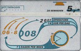 NL.- Nederland. PTT Telecom 06-8008. 7 Dagen Per Week. 14 Uur Per Dag. 20 Eenheden. KWALITEIT. 321B - Pubbliche