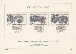 Czechoslovakia / First Day Sheet (1968/23) Praha (1): XXIII. International Geological Congress (fossils; Volcanoes, ...) - Fossilien