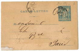 FRANCIA - France - 1881 - 15 - Carte Lettre - Intero Postale - Entier Postal - Postal Stationary - Viaggiata Da Paris... - Kartenbriefe