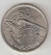 Spain  50 Pesetas  1957 ( 58)    Km 788    Xf+ - 50 Peseta