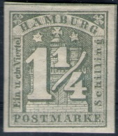 1 1/4 Shilling Grünlichgrau- Hamburg Nr. 8 B Ungebraucht Mit Falz - Pracht - Hamburg (Amburgo)