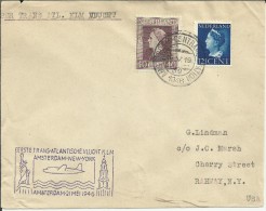 HOLANDA AMSTERDAM 1946 PRIMER VUELO AMSTERDAM NEW YORK - Airmail