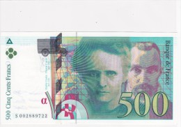 LOT 2 Billets NEUFS 500 FRANCS Pierre & Marie CURIE  N° à Suivre De 1994 @ S 002889722 Et 23 @  4 Scans - N° Fayette 76 - 500 F 1994-2000 ''Pierre Et Marie Curie''