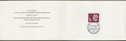 Berlin: Minister Card - Ministerkarte Typ 3L Berlin, Mi-Nr. 191," 50. Todestag Des Bakteriologen Robert Koch " RR!     X - Brieven En Documenten