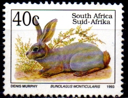 SOUTH AFRICA 1993 Endangered Fauna -40c. - Riverine Rabbit  (Latin Name)  FU - Usados