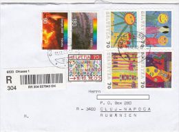 13863- CHILDRENS PAINTINGS, POPULATION CENSUS, ENERGY, STAMPS ON REGISTERED COVER, 2000, SWITZERLAND - Lettres & Documents