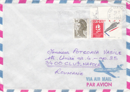 13903- FIGURE SKATING, ALBERTVILLE, MARIANNE, STAMPS ON COVER, 1991, FRANCE - Storia Postale