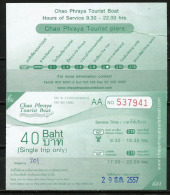 Ticket Chao Phraya Tourist Boat (Bangkok) . Deux Photos Recto-verso - Wereld