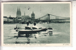 SPORT - RUDERN, PADELN, Werbe-Karte Klepperboot & - Zelt, Vor Kölner Panorama, 1933 - Aviron