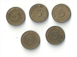 Monnaie Allemagne, 5 Pfennig Lot De 5 Pièces - 5 Pfennig