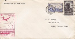 Delcampe - France 1er Service Postal Aérien France - Etats Unis MARSEILLE GARE 1939 NEW YORK United States Exposition International - 1927-1959 Briefe & Dokumente