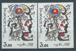 [08] Variété : N° 2067 Dali Bleu-violet Dépouillé Au Lieu De Bleu + Normal ** - Unused Stamps