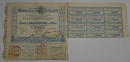 Canal Inteoceanique De Panama, Action De 500 Francs Bleue, 1880, Avec Timbres - Navigation