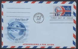 USA JET AIRLINER AEROGRAMME Sc UC35 FDC 1961 - 1961-80