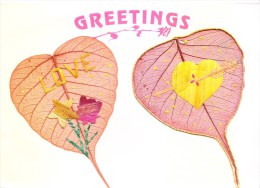 GREETINGS CARD - HAND CRAFTED WITH PADDY STRAW ON REAL PIPAL LEAF - Personnages