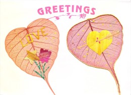 GREETINGS CARD - HAND CRAFTED WITH PADDY STRAW ON REAL PIPAL LEAF - Personaggi