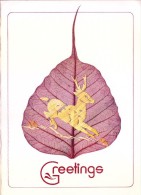 GREETINGS CARD - HAND CRAFTED WITH PADDY STRAW ON REAL PIPAL LEAF - People