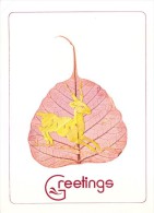 GREETINGS CARD - HAND CRAFTED WITH PADDY STRAW ON REAL PIPAL LEAF - People