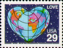 1991 USA Love Stamp #2535 Or 2535a Earth Heart Star Space Map - Verenigde Staten