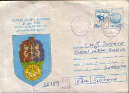 Romania - Stationery Cover Circulated 1990 - Rotary Club - Suceava, The First Rotary Club In Romania, Postwar - Rotary, Lions Club