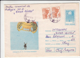 14071- PARACHUTTING, COVER STATIONERY, 1995, ROMANIA - Parachutting