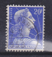 FRANCE N° 1011B 20F BLEU TYPE MULLER F MAL FORME TENANT AU 0 - Usados