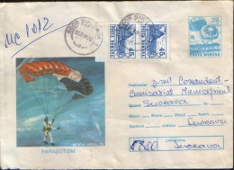 Romania - Stationery Cover Circulated 1993 - Parachutting - Parachutting