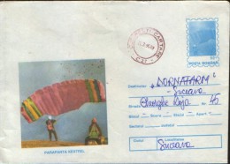 Romania - Stationery Cover Circulated 1993 - Parachutting - Paragliding Kestrel - Parachutting