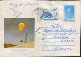 Romania - Stationery Cover Circulated 1993 - Parachutting - Paragliding Type Alouette - Parachutisme