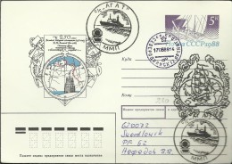URSS 1988 ENTERO POSTAL EXPLORACION ARTICO BARCOS - Expéditions Arctiques