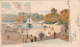 Vintage 1903 - Bethesda Fountain - Central Park New York - Simple Back - 2 Scans - Illustration Florence Robinson - Central Park