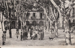 CP AFRIQUE - ALGERIE - MEDEA N°8 PLACE D ARMES  - ECRITE EN 1910 - Médéa