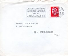 FRANCE. Enveloppe Ayant Circulé Avec Flamme De 1969. Convention Du Lions International à Nice. - Rotary, Lions Club