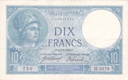 Billet De 10 Francs MINERVE En Sup Du 08/12/1916 - W 2278 Alph 720 @ 2 Scans - N° Fayette : 6 @ Paysane à La Faucille - 10 F 1916-1942 ''Minerve''